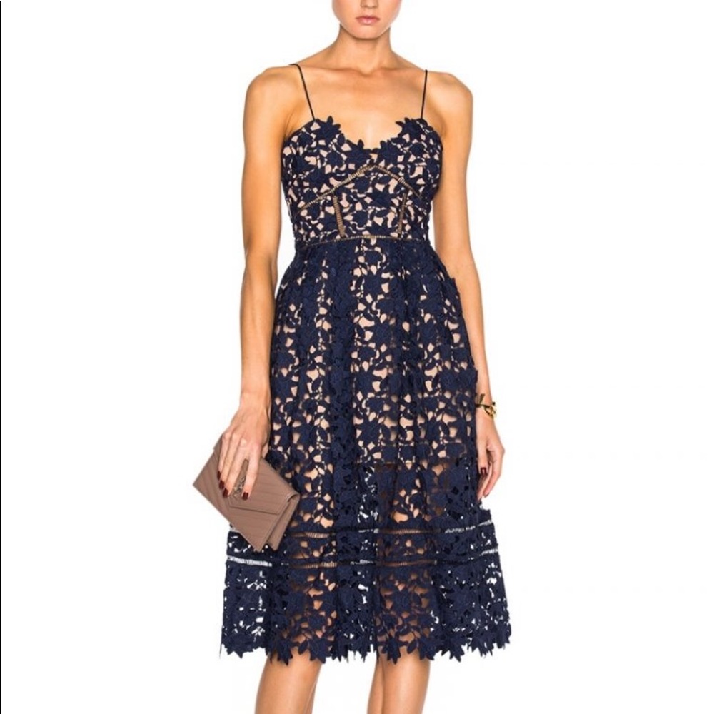 Self-Portrait Navy Blue Azalea Dress